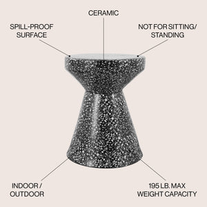 Xenia Modern Bohemian Terrazzo Indoor/Outdoor Drum Accent Table