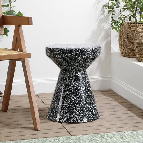 Xenia-modern-bohemian-terrazzo-indoor/outdoor-drum-accent-table-Outdoor-Tables