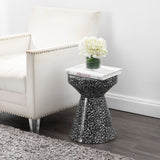 Xenia modern bohemian terrazzo indoor/outdoor drum accent table