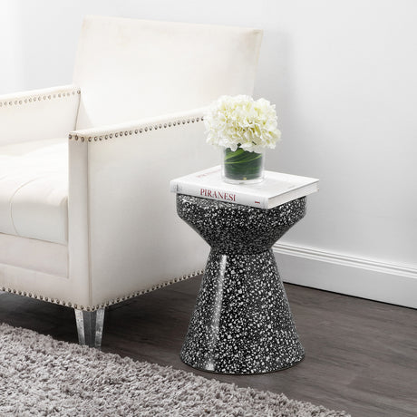 Xenia modern bohemian terrazzo indoor/outdoor drum accent table