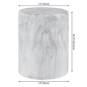 Troy modern minimalist faux marble column indoor/outdoor accent table