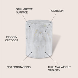 Troy modern minimalist faux marble column indoor/outdoor accent table