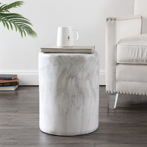 Troy modern minimalist faux marble column indoor/outdoor accent table