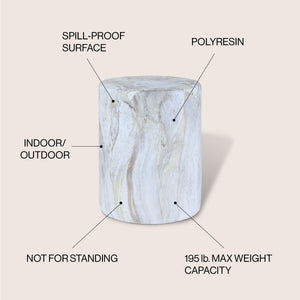 Troy modern minimalist faux marble column indoor/outdoor accent table