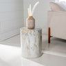 Troy modern minimalist faux marble column indoor/outdoor accent table