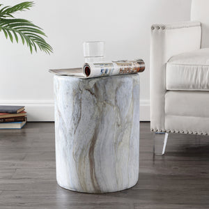 Troy modern minimalist faux marble column indoor/outdoor accent table
