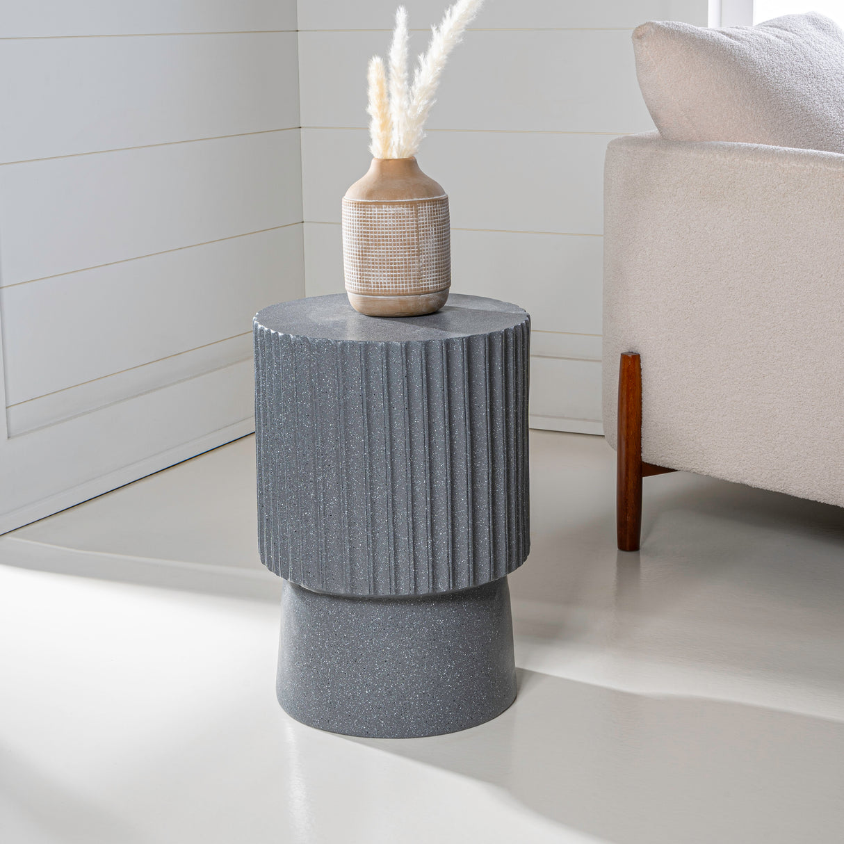 Louisa modern art deco tambour indoor/outdoor accent table