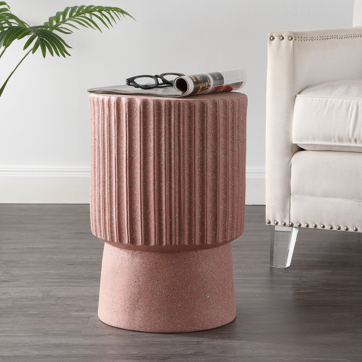 Louisa modern art deco tambour indoor/outdoor accent table