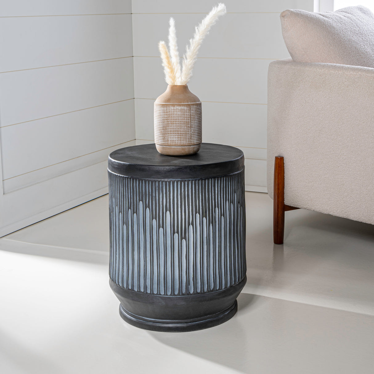 Kline mid-century modern brutalist indoor/outdoor accent table