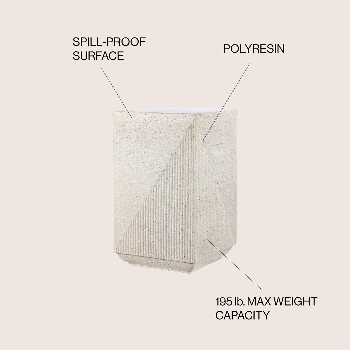 Adrian Contemporary Minimalist Square Indoor/Outdoor Accent Table
