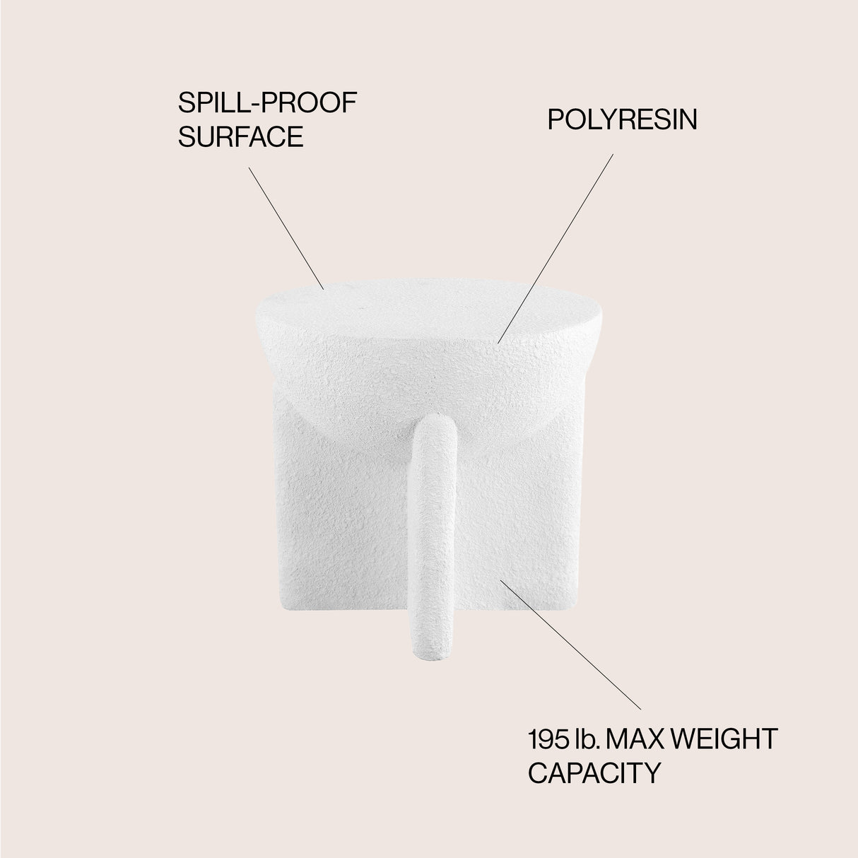 Brady minimalist modern drum indoor/outdoor accent table