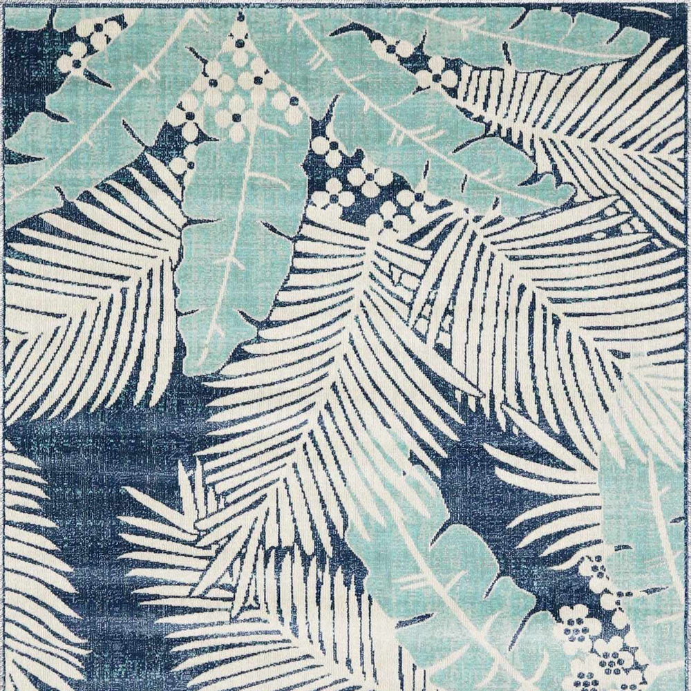 Thebarton Coastal Blue Palm Area Rug