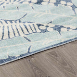 Thebarton Coastal Blue Palm Area Rug