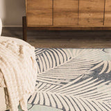 Thebarton Coastal Blue Palm Area Rug