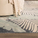 Thebarton Coastal Blue Palm Area Rug