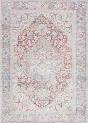 Cream Rust Leeston Washable Rug - Clearance