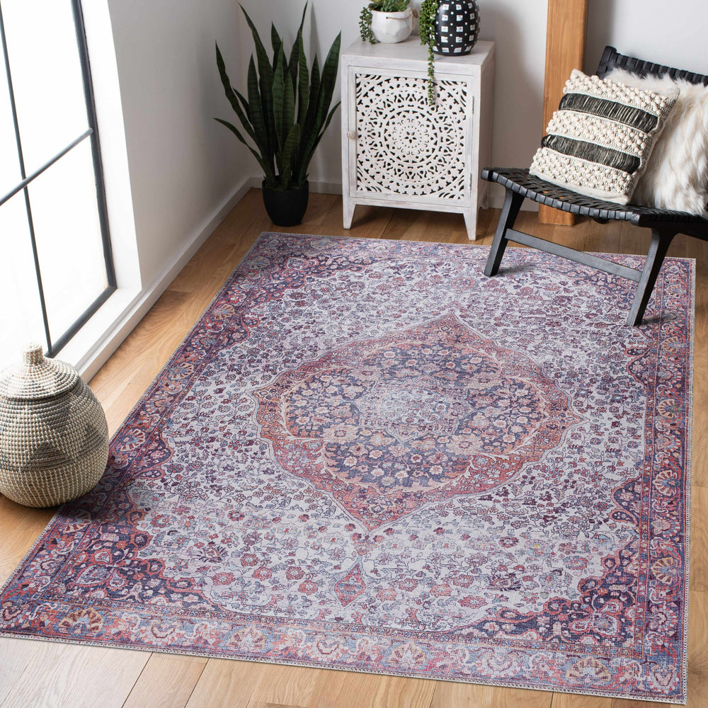 Red Cael Tumble Dry Washable Rug - Promo
