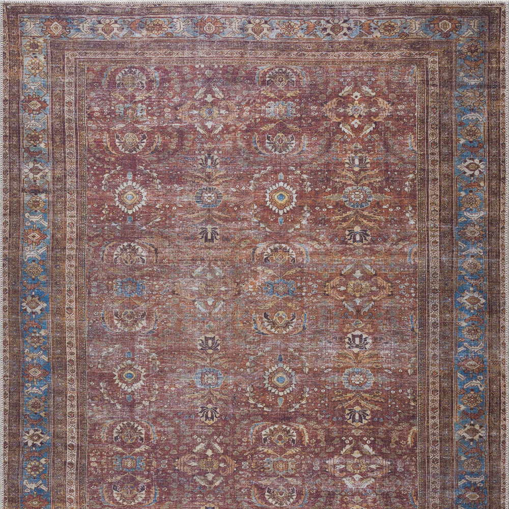 Rust Baki Traditional Washable Area Rug - Clearance