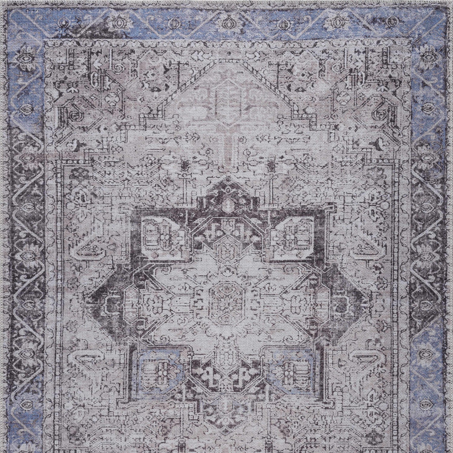 Rosman Blue&Beige  - Promo Washable Area Rug - Clearance