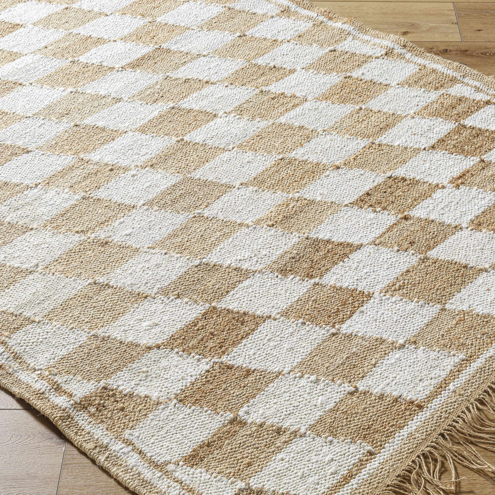 Tiria Diamond Checkered Jute Tasseled Rug