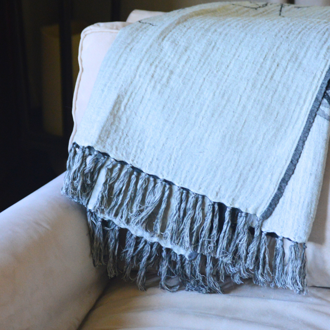 Peacock Alley Reversible Wool Throw Blanket with Tumbleweed Accent