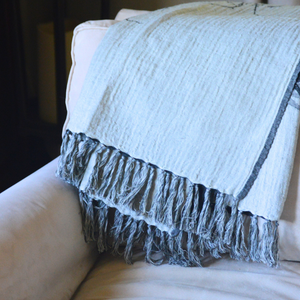 Peacock Alley Reversible Wool Throw Blanket with Tumbleweed Accent