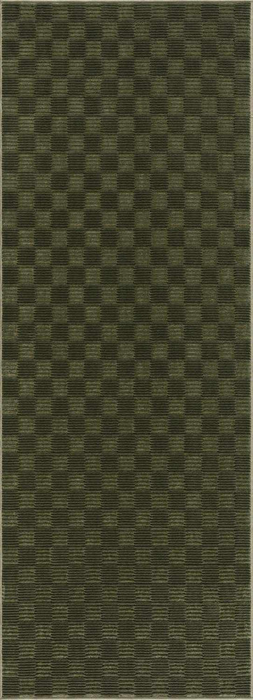 Truls 3D Checkered Washable Rug - Green