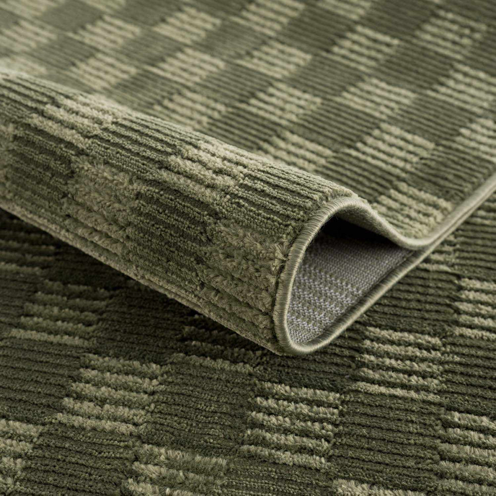 Truls 3D Checkered Washable Rug - Green