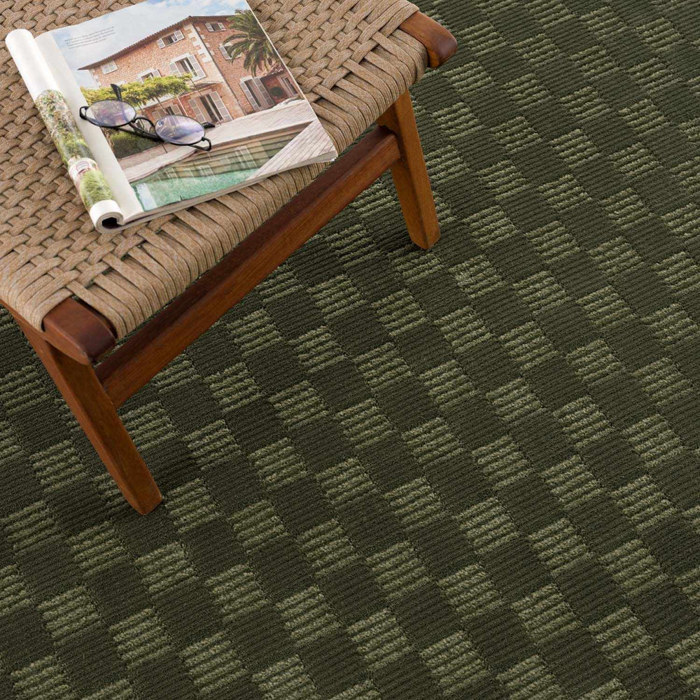 Truls 3D Checkered Washable Rug - Green