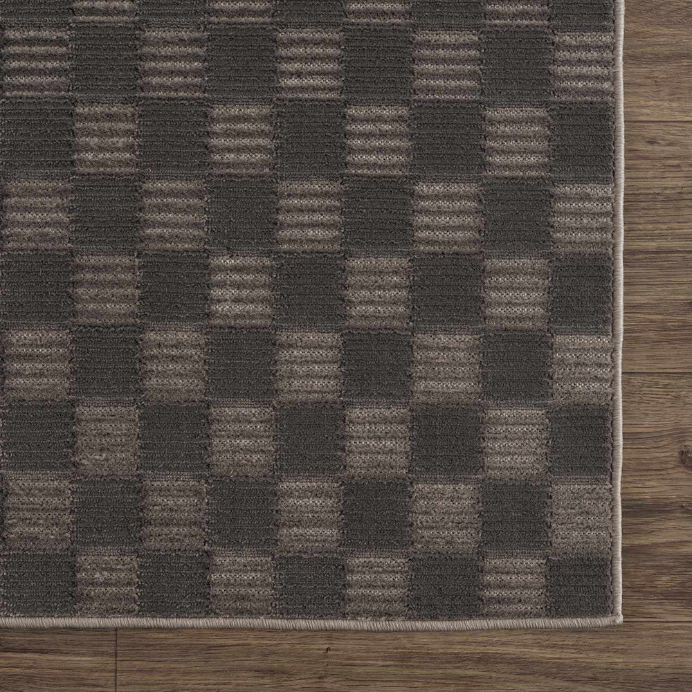 Truls 3D Checkered Washable Rug - Black