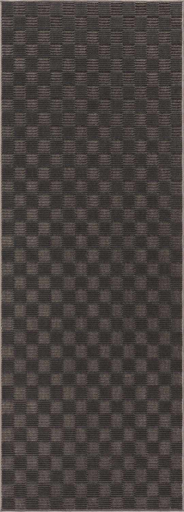 Truls 3D Checkered Washable Rug - Black