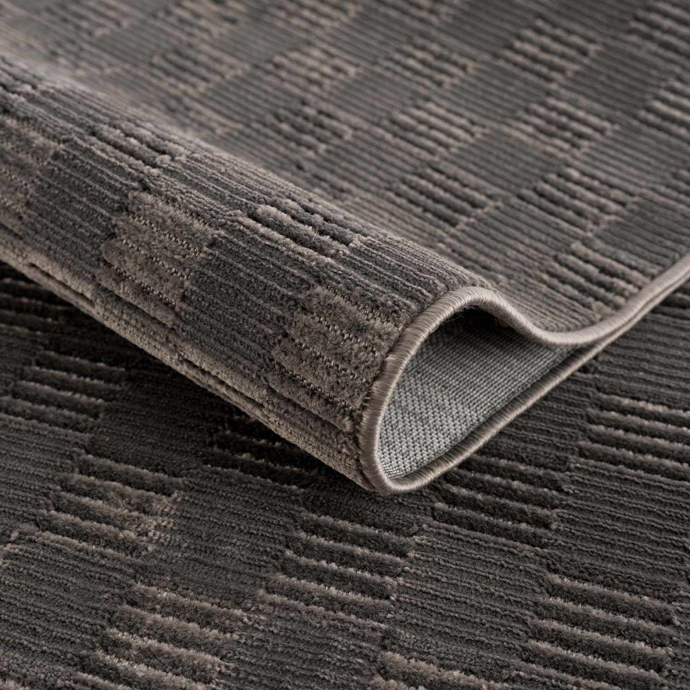 Truls 3D Checkered Washable Rug - Black