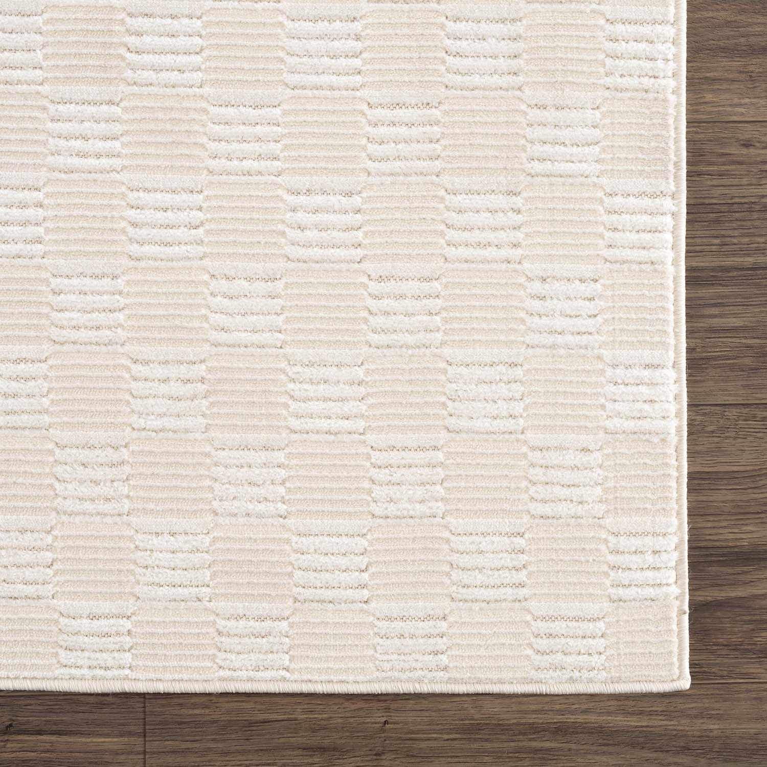 Truls 3D Checkered Washable Rug - Bone