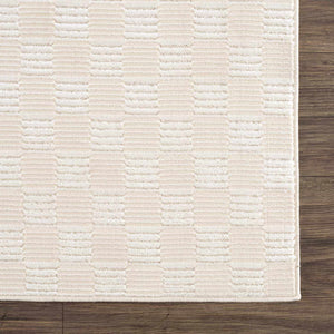 Truls 3D Checkered Washable Rug - Bone