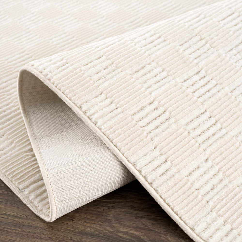 Truls 3D Checkered Washable Rug - Bone