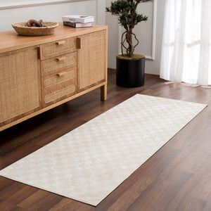 Truls 3D Checkered Washable Rug - Bone