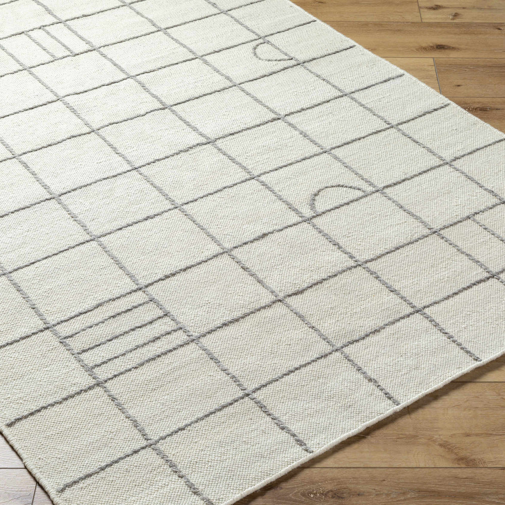 Tieve Black & White Grid Wool Rug
