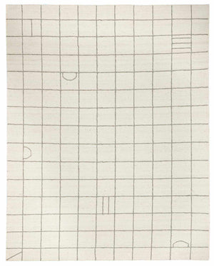 Tieve Black & White Grid Wool Rug
