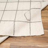 Tieve Black & White Grid Wool Rug