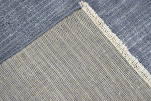 Modern Solid Design Blue Hand Knotted Wool 8x10 Area Rug