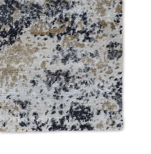 Peach and Charcoal Modern Abstract Hand Knotted Bamboo Silk 8x10 Area Rug