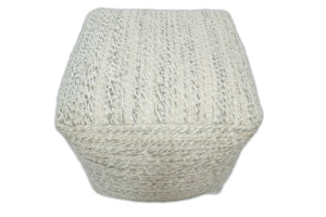 Beige and Gray Modern Chevron Handwoven Viscose Pouf