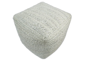Beige and Gray Modern Chevron Handwoven Viscose Pouf
