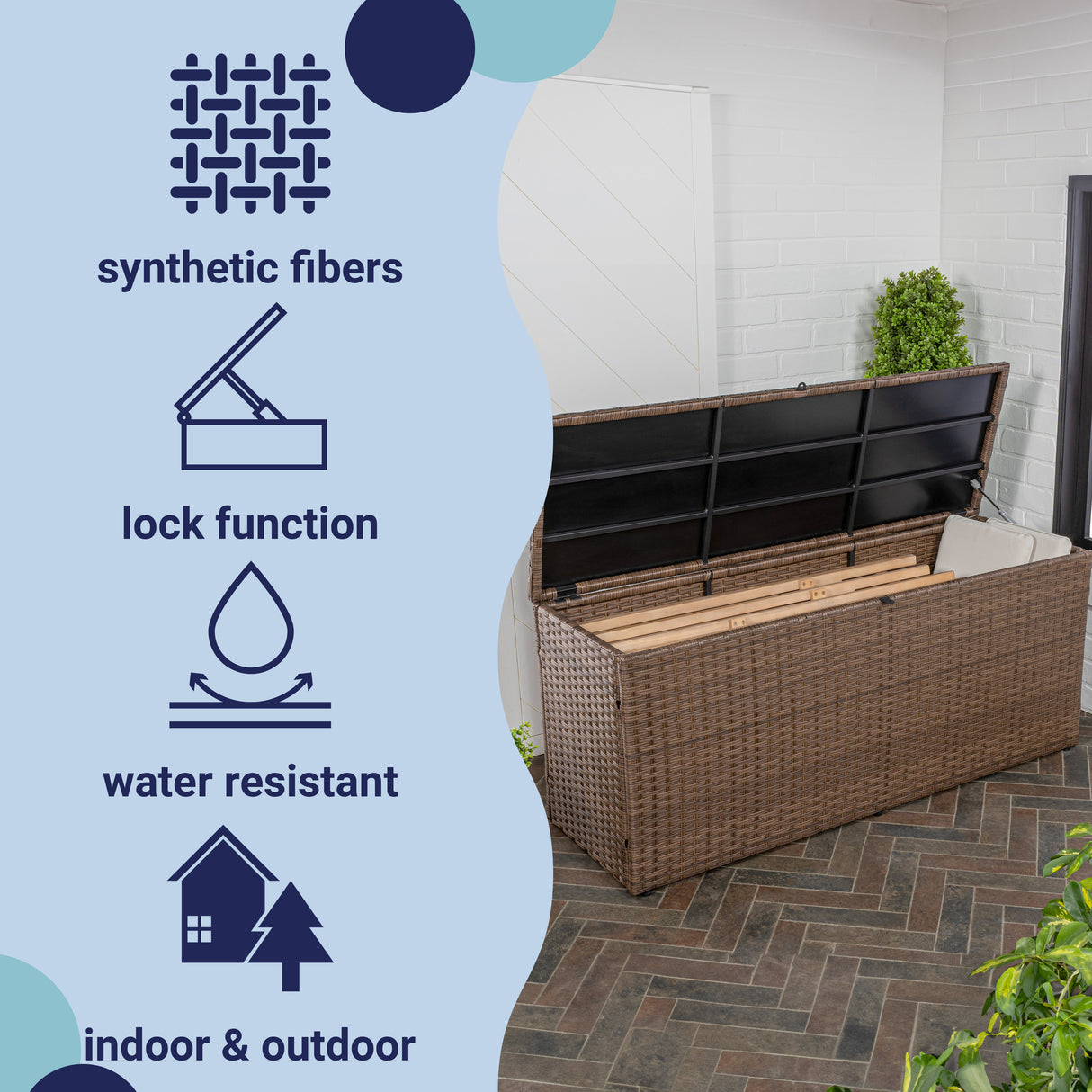Nino modern minimalist outdoor faux wicker deck storage box