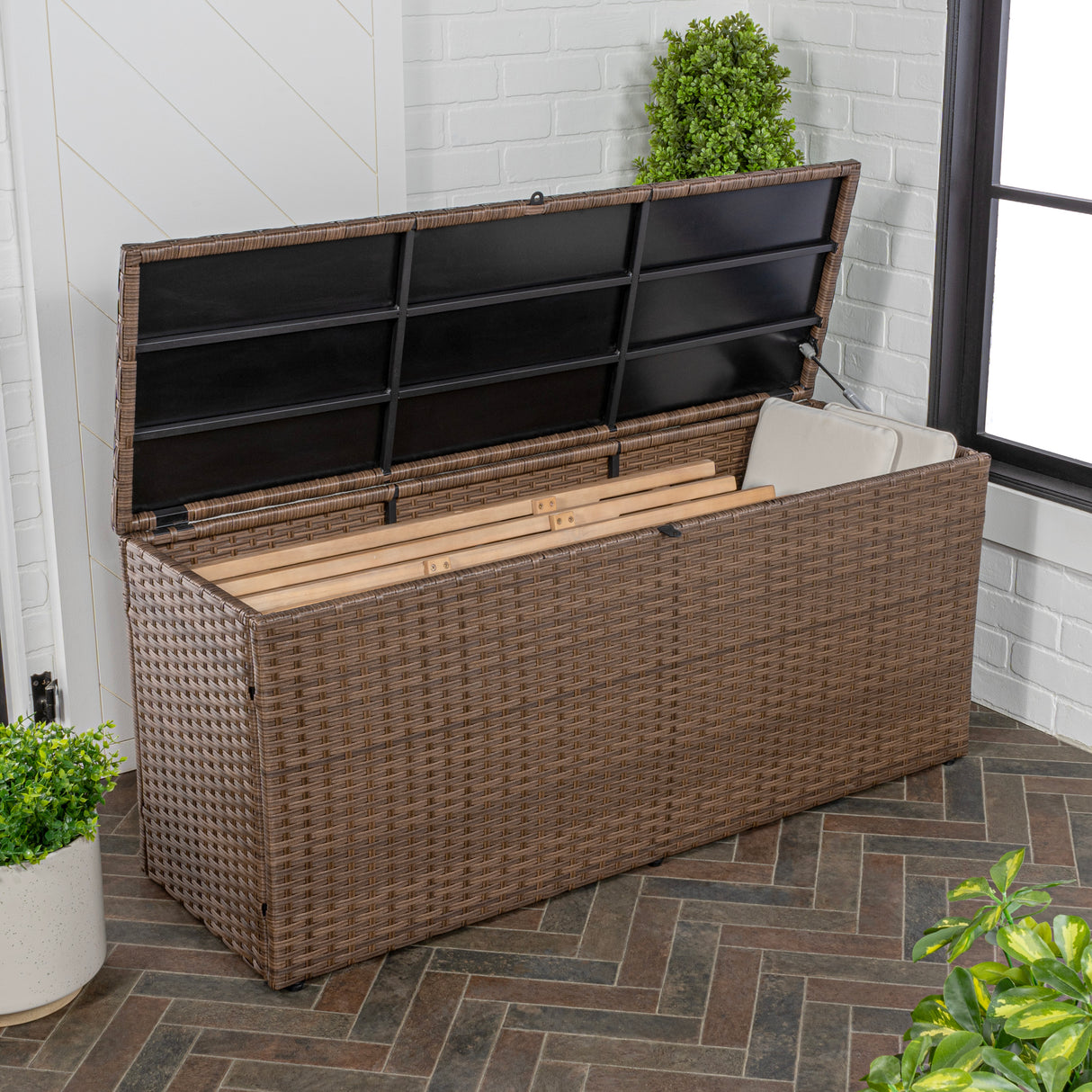 Nino modern minimalist outdoor faux wicker deck storage box