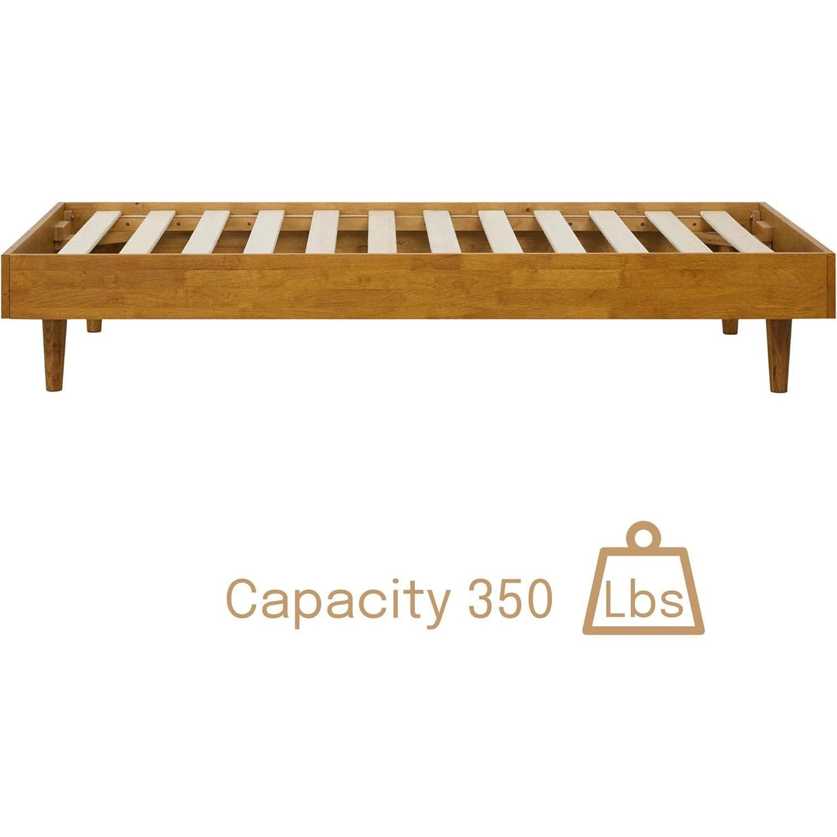 Twin size Mid-Century Modern Platform Bed Frame in Light Wood Finish
