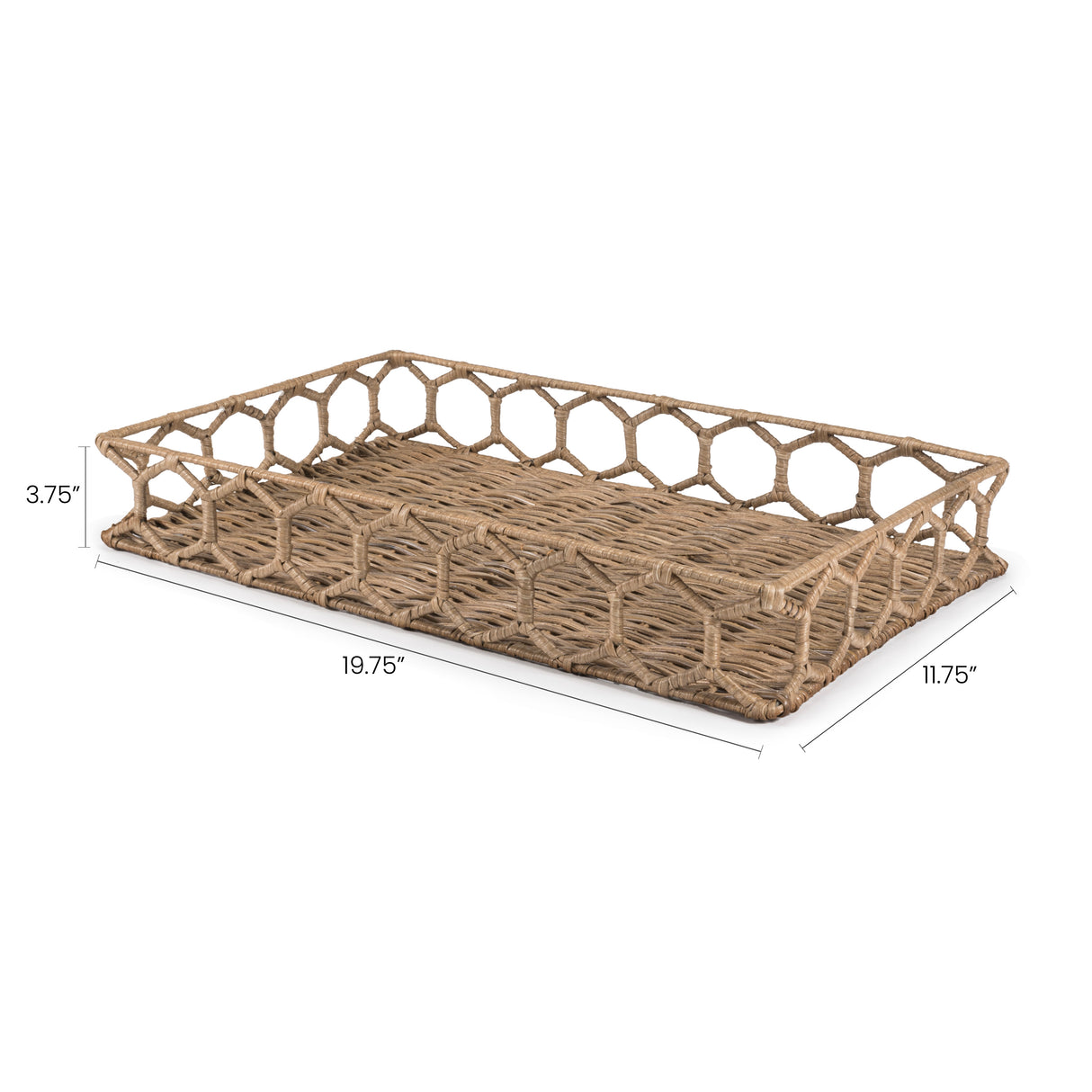 Honeycomb Rustic Bohemian Hand-Woven Rattan Tray