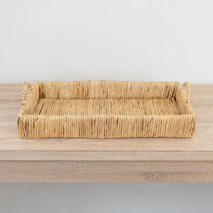 Anika Traditional Southwestern Hand-Woven Abaca Tray with Handles