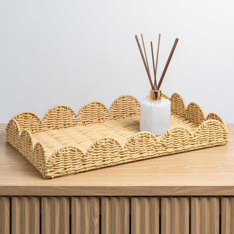 Parker Southwestern Cottage Resin Scalloped Rectangular Decorative Serving Trays (Set of 3)