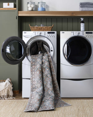 Telma Medium Green Washable Area Rug